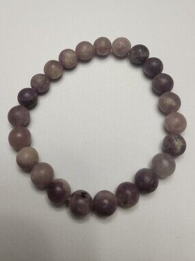 Purple Amethyst Beaded Stretch Bracelet 8mm 6 3/4